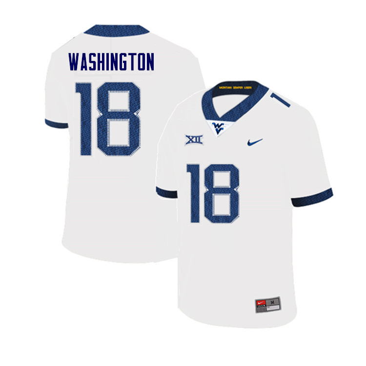 Men #18 Devell Washington West Virginia Mountaineers College Football Jerseys Sale-White - Click Image to Close